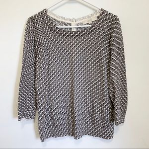 Ann Taylor Loft Scallop Pattern 3/4 Sleeve Sweater